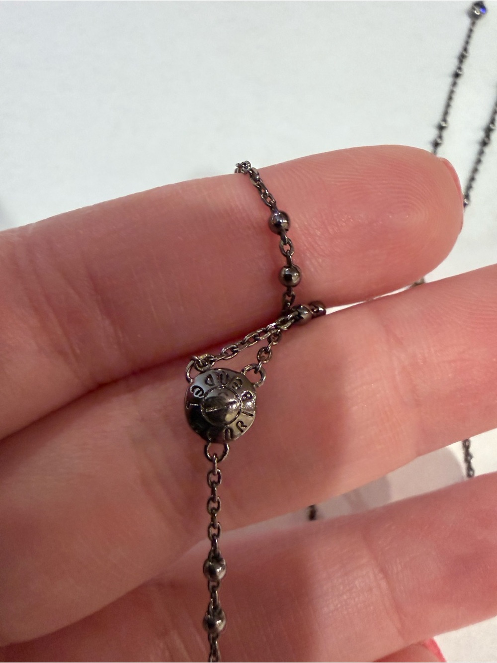 Henri Bendel Gunmetal Lariat Station Necklace - Picture 7 of 11